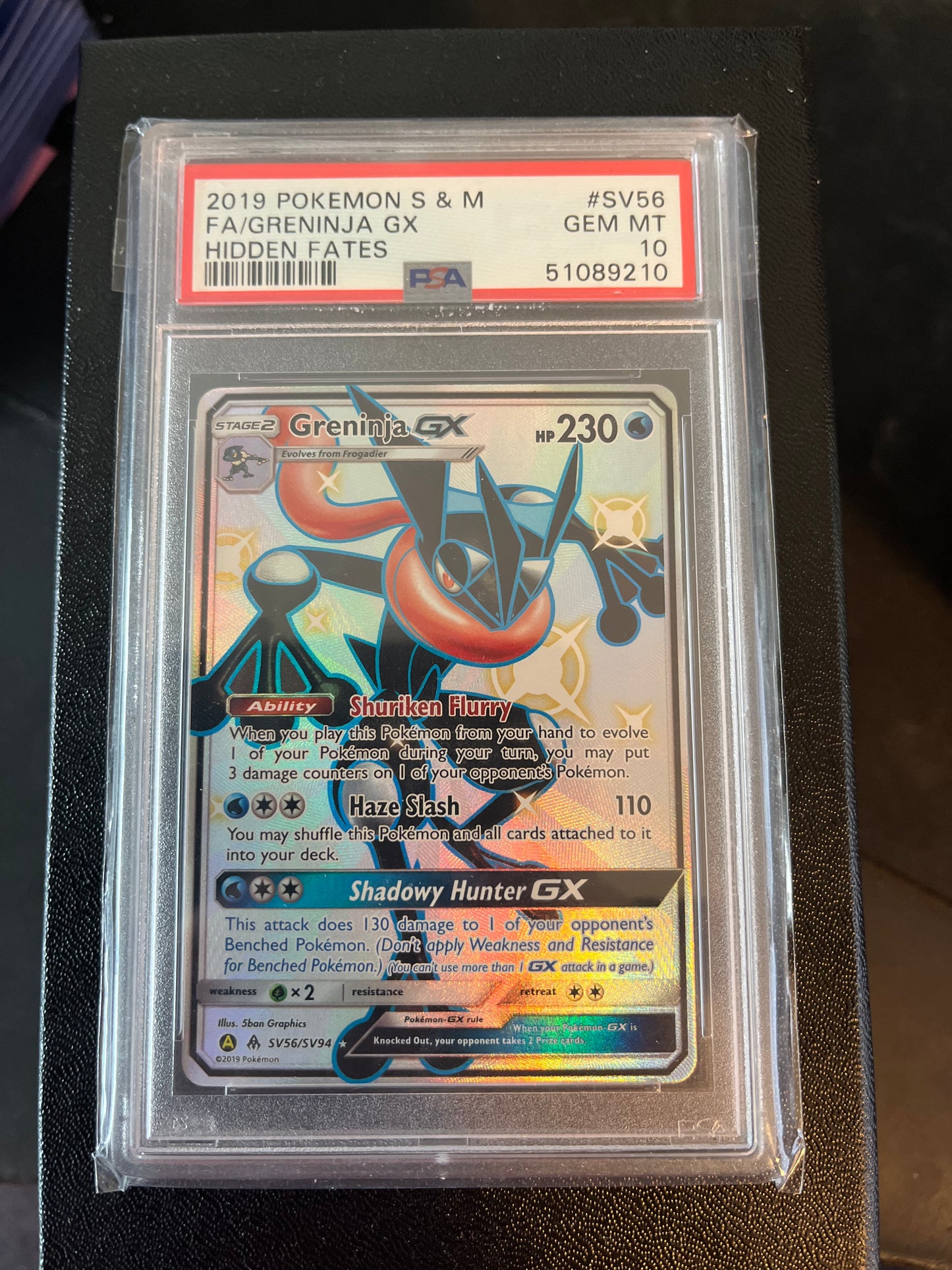 Greninja GX HIF SV56 Hidden Fates PSA 10