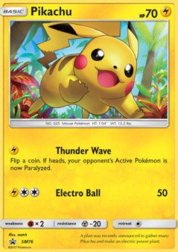 Pikachu SM Black Star Promos 76 - Excellent (Se billeder af det konkrete kort)
