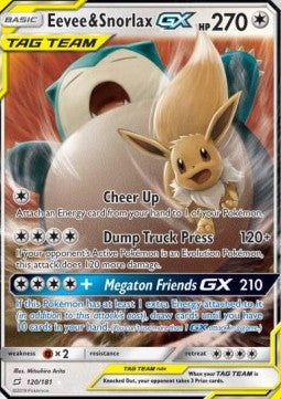 Eevee & Snorlax GX – Team Up 120 - Tjek billeder