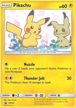 Pikachu (SM 162) SM Black Star Promos - Excellent (Se billeder af det konkrete kort)