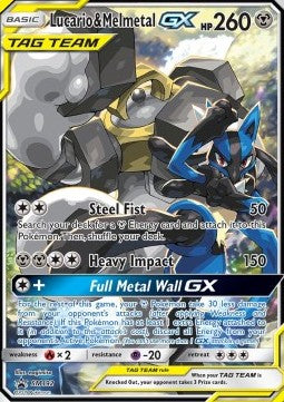 Lucario & Melmetal GX 192 SM Black Star Promos - Near Mint (Se billeder af det konkrete kort)