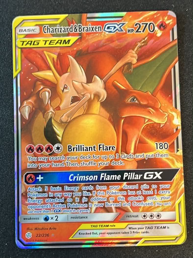 Charizard & Braixen GX 22/236 – Cosmic Eclipse – Tag Team GX - Tjek Billeder