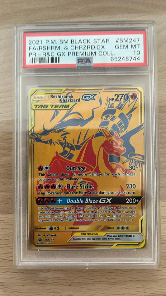 Reshiram & Charizard GX – (SM247) – PSA 10