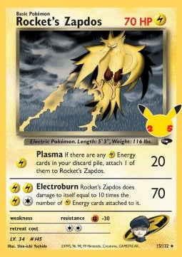 Rocket's Zapdos 15 Celebrations Classic Collection - Holo Rare