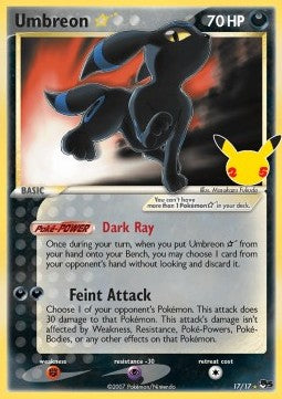 Umbreon Gold Star POP5 17 Celebrations - Near Mint (Se billeder af det konkrete kort)
