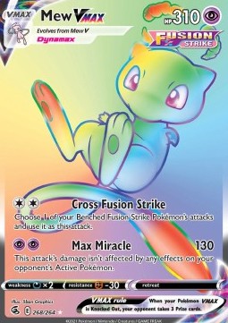 Mew VMAX 268 Fusion Strike - Near Mint (Se billeder af det konkrete kort)