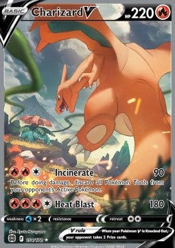 Charizard V 154 Brilliant Stars - Near Mint (Se billeder af det konkrete kort)