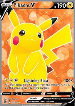 Pikachu V 157 Brilliant Stars - Near Mint (Se billeder af det konkrete kort)