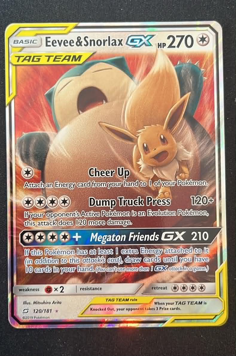 Eevee & Snorlax GX – Team Up 120 - Tjek billeder
