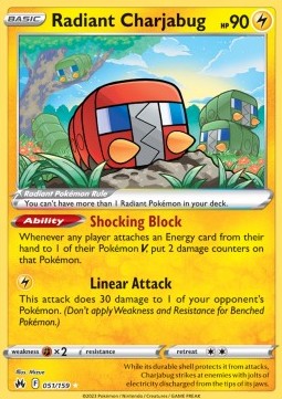 Radiant Charjabug – Crown Zenith 051/159 – Pokémon Kort