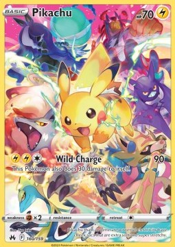Pikachu 160 Crown Zenith - Near Mint (Se billeder af det konkrete kort)