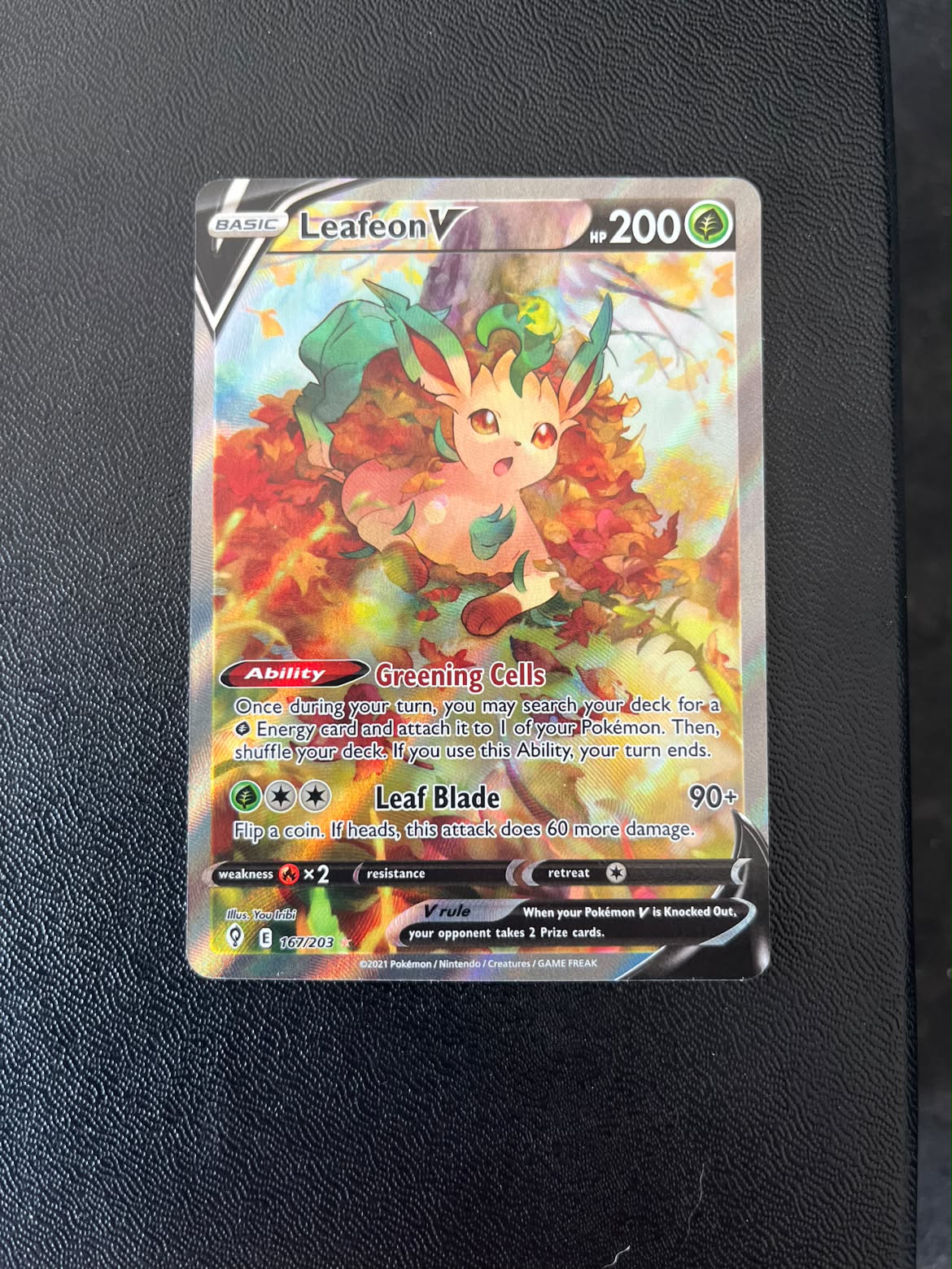 Leafeon V 167 Evolving Skies - Near Mint (Se billeder af det konkrete kort)