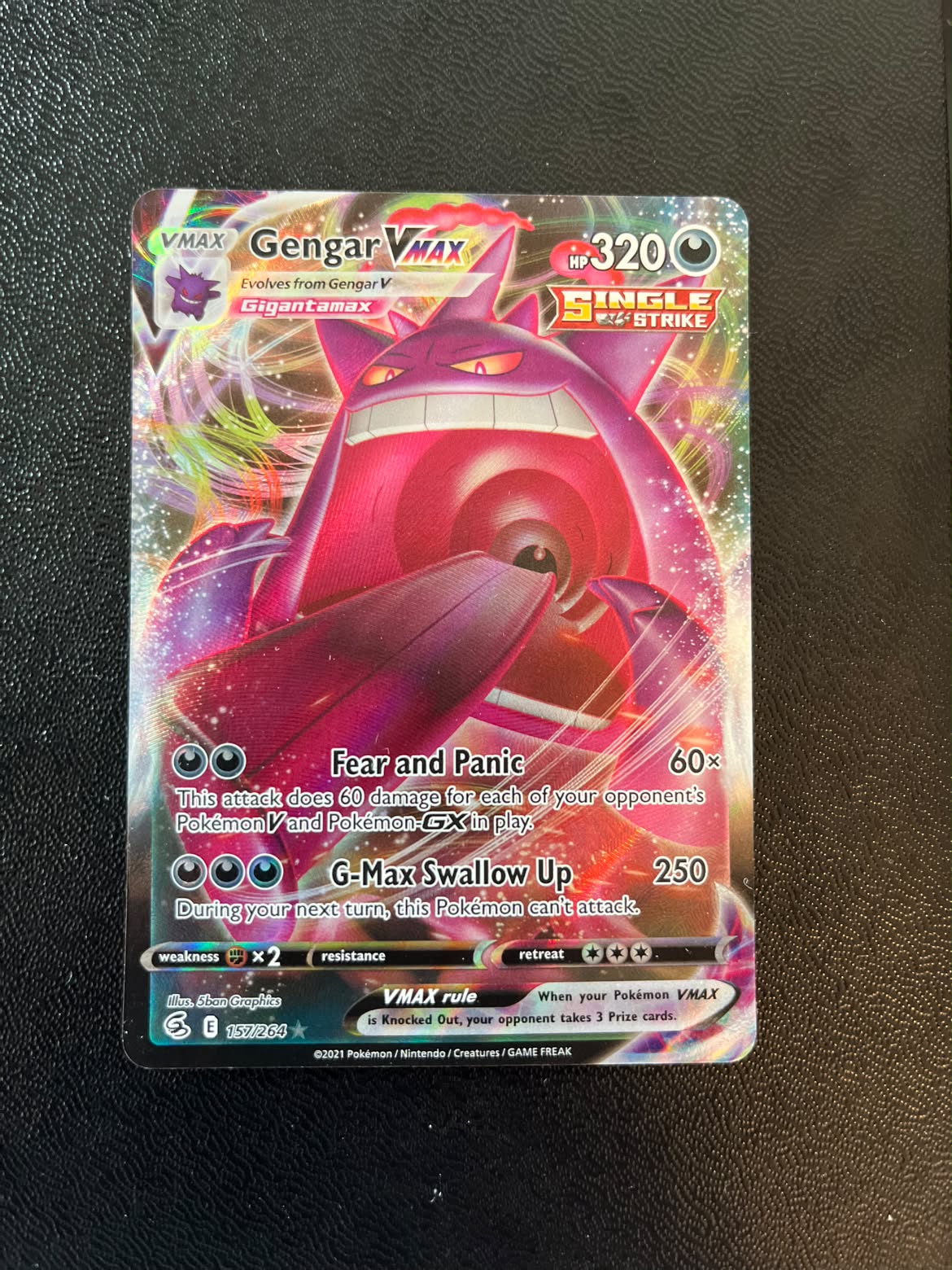 Gengar VMAX 157 Fusion Strike - Near Mint (Se billeder af det konkrete kort)