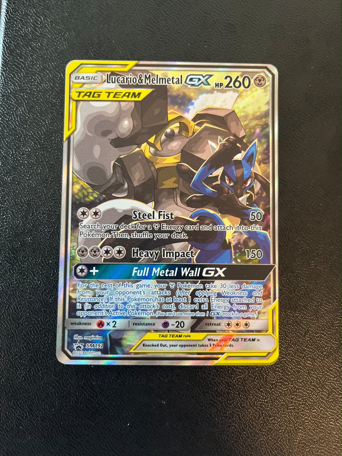 Lucario & Melmetal GX 192 SM Black Star Promos - Near Mint (Se billeder af det konkrete kort)