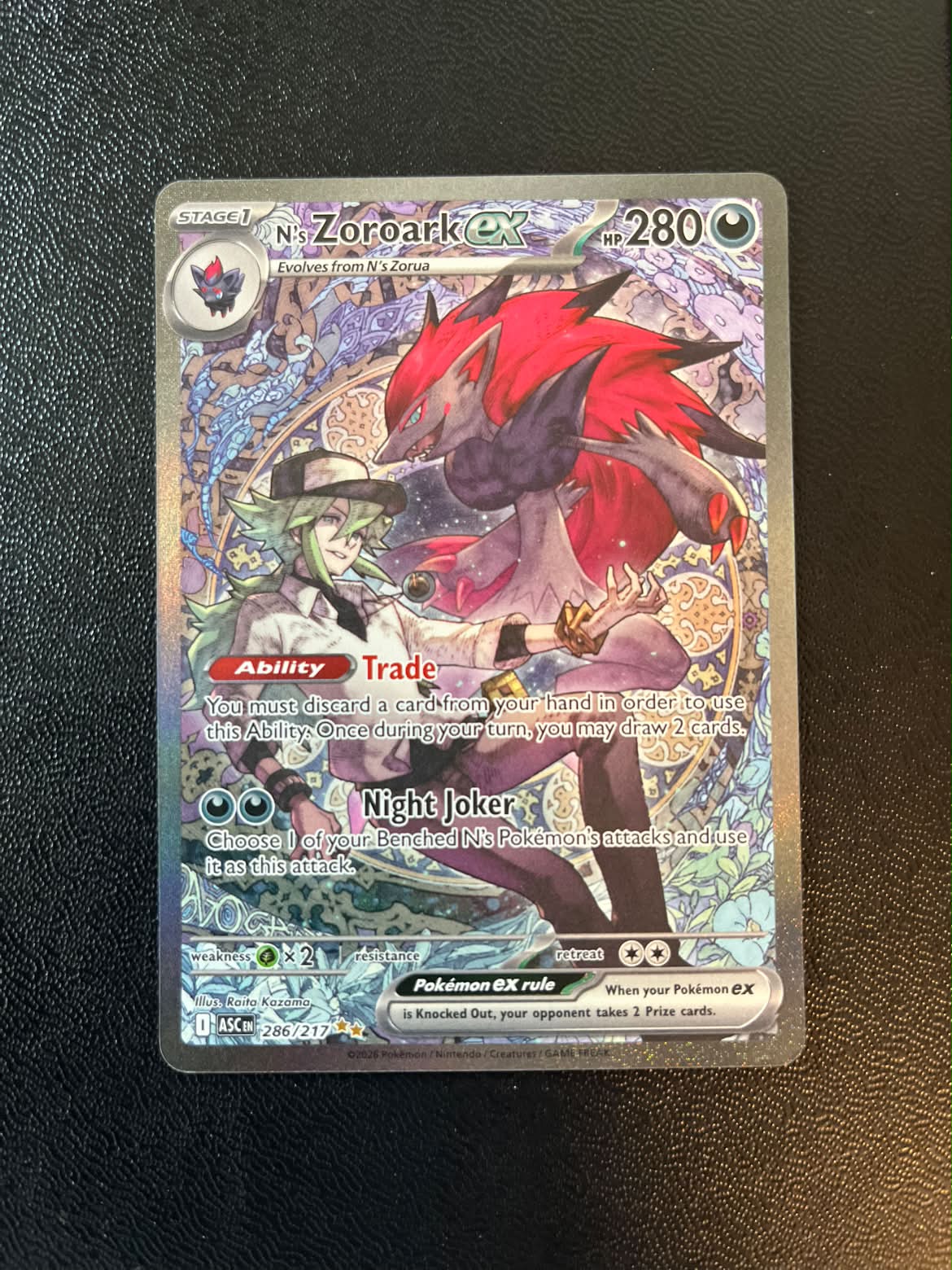N's Zoroark ex 286 Ascended Heroes - Near Mint (Se billeder af det konkrete kort)