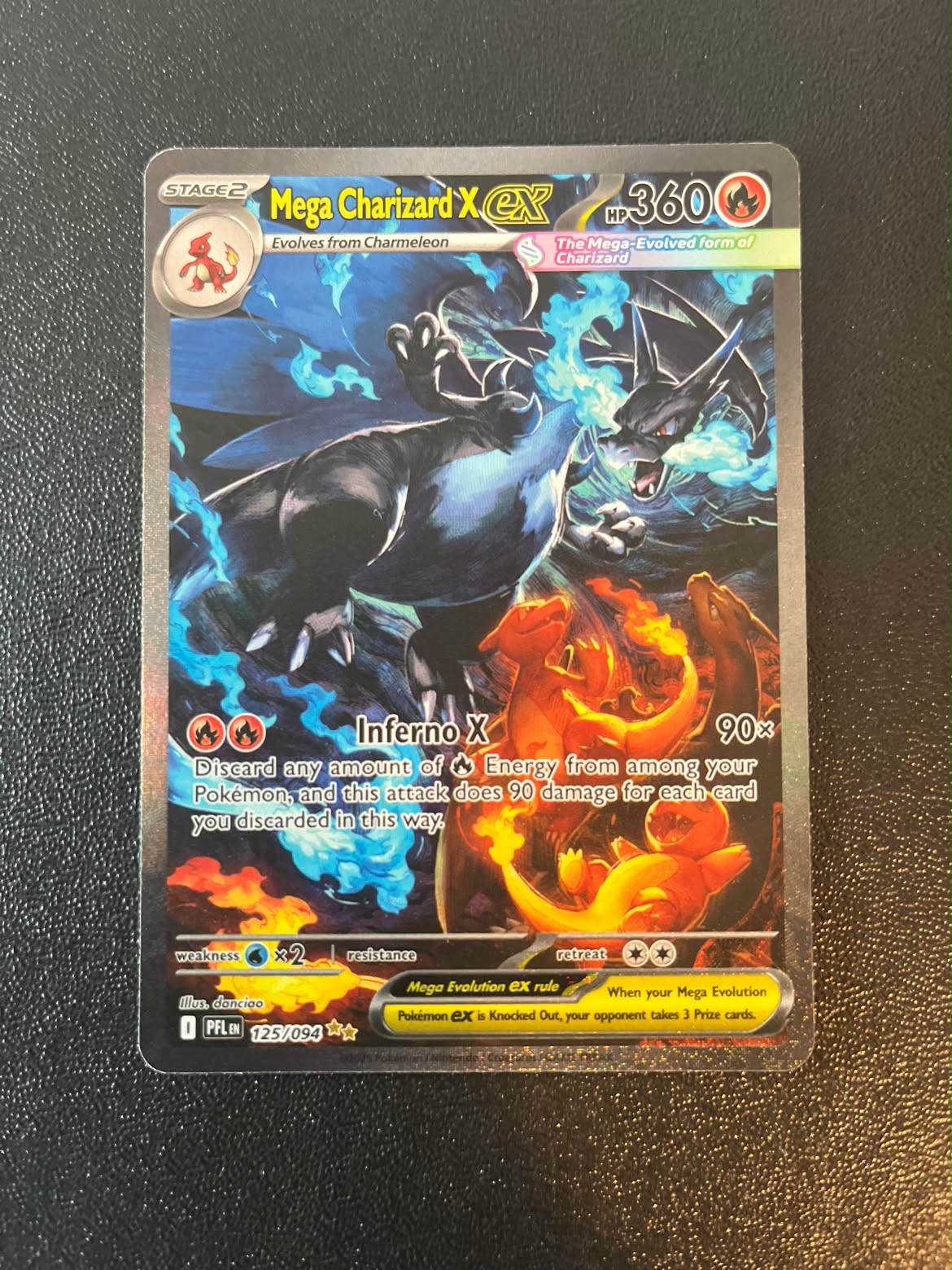 Mega Charizard X ex Phantasmal Flames 125 (Se billeder af det konkrete kort)