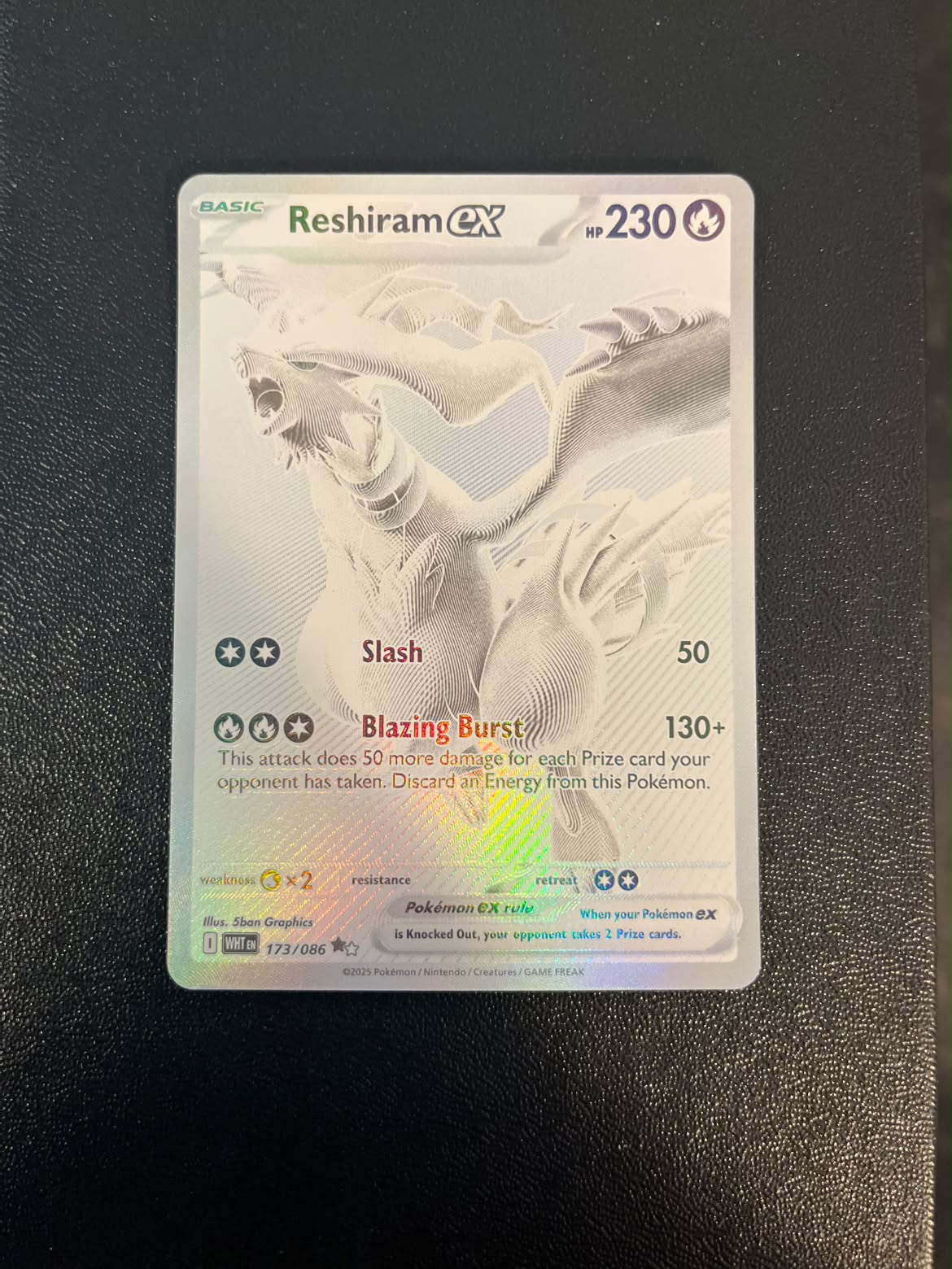 Reshiram ex White Flare 173 (Se billeder af det konkrete kort)