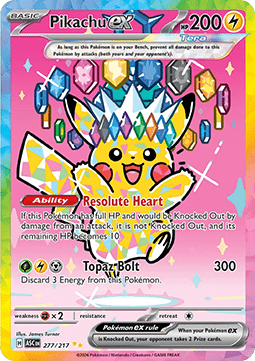 Pikachu ex 277 Ascended Heroes - Near Mint (Se billeder af det konkrete kort)