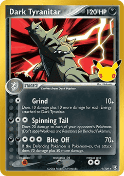 Dark Tyranitar 30th Celebration TRR 19 (Se billeder af det konkrete kort)