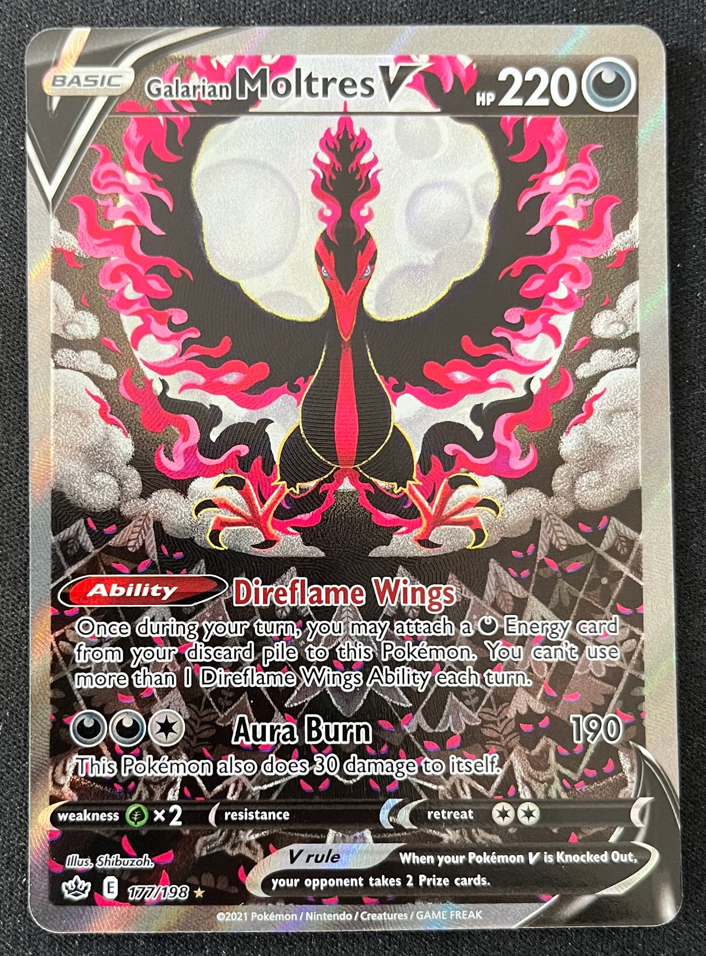 Galarian Moltres V 177/198 Chilling Reign – Engelsk - Tjek billeder