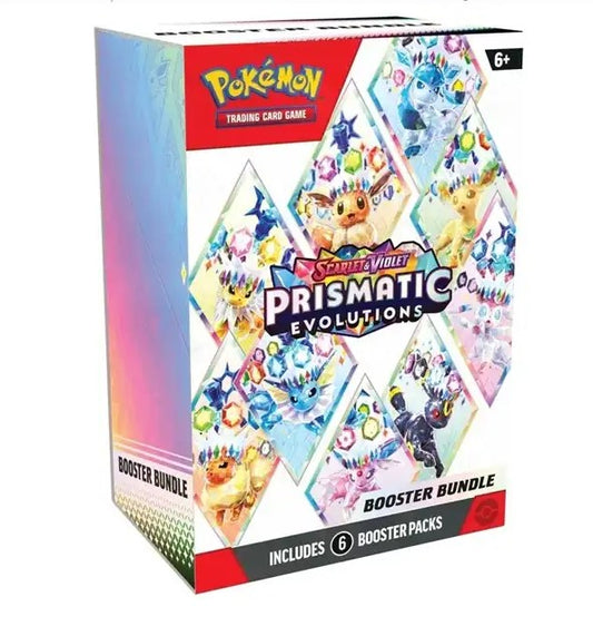 Pokémon TCG Scarlet & Violet Prismatic Evolutions Booster Bundle – 6 Engelsk Boostere – Sealed Sæt