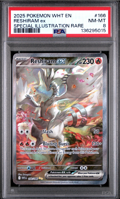 Reshiram ex – (White Flare WHT 166) PSA 8