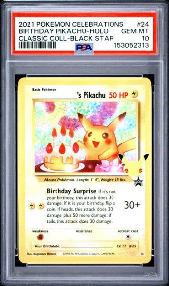 Birthday Pikachu #24 Celebrations Classic Collection PSA 10 GEM MINT