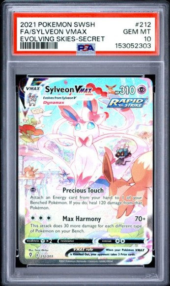 Sylveon VMAX Alt Art - 212/203 - Evolving Skies Secret - PSA 10