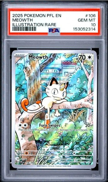 Meowth IR - 106/094 - Phantasmal Flames - Illustration Rare - PSA 10