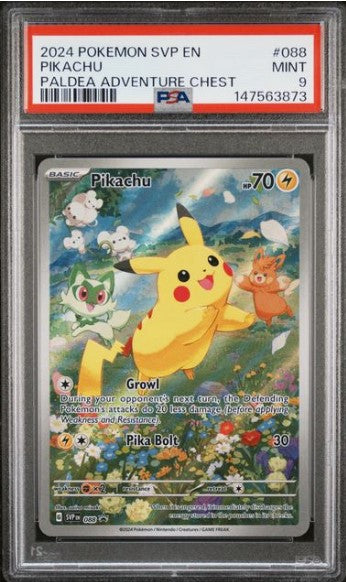 Pikachu 088 SVP Black Star Promo - Paldea Adventure Chest PSA 9