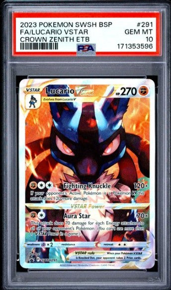 Lucario VSTAR SWSH291 SWSH Black Star Promos Full Art PSA 10