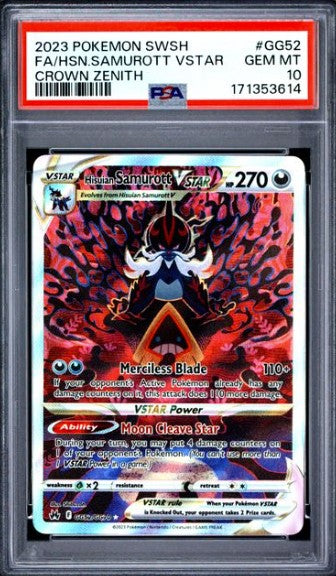 Hisuian Samurott VSTAR GG52 Crown Zenith Full Art PSA 10