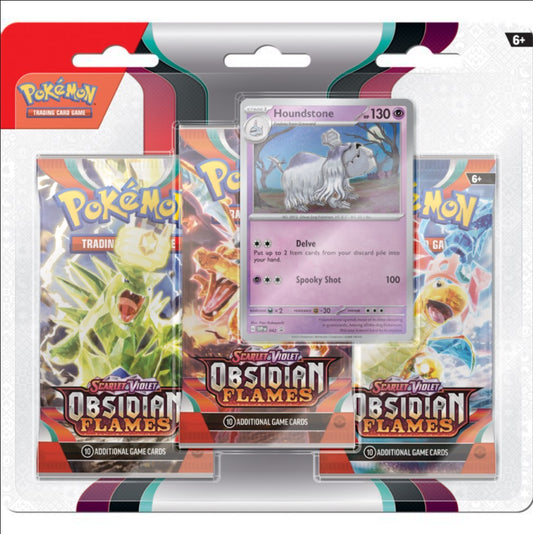 Pokémon TCG – Houndstone 3‑Pack Blister Scarlet & Violet: Obsidian Flames